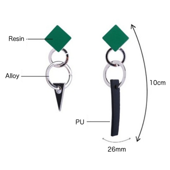 Original Design Geometric Asymmetric Earrings - Picture 4 of 6